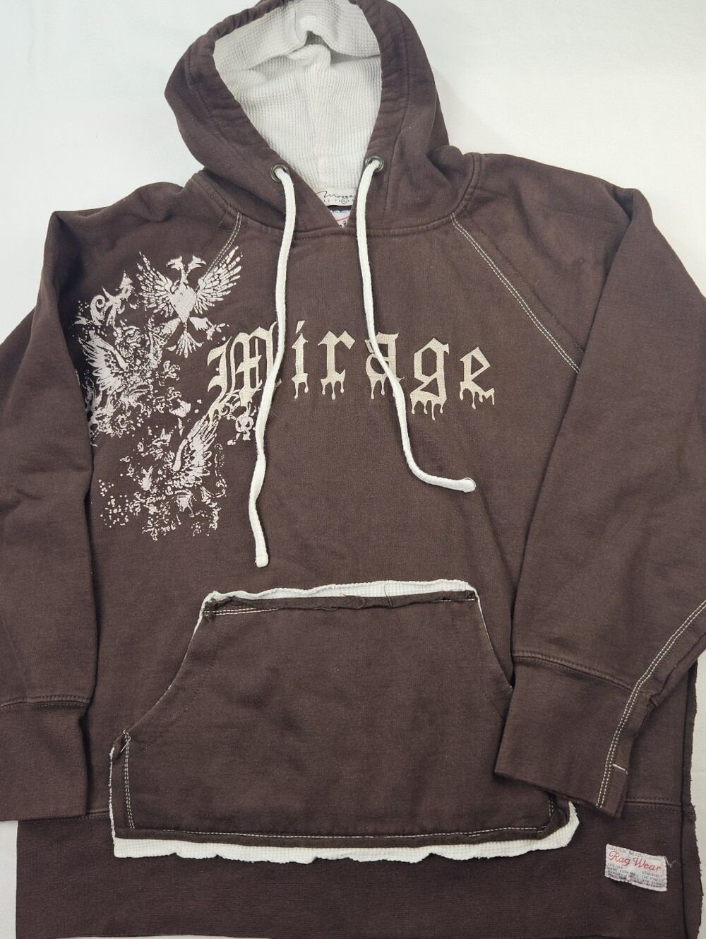Vintage Y2K Mirage Las Vegas Men's Brown Hoodie Rag Wear Pullover 90s USA Size L